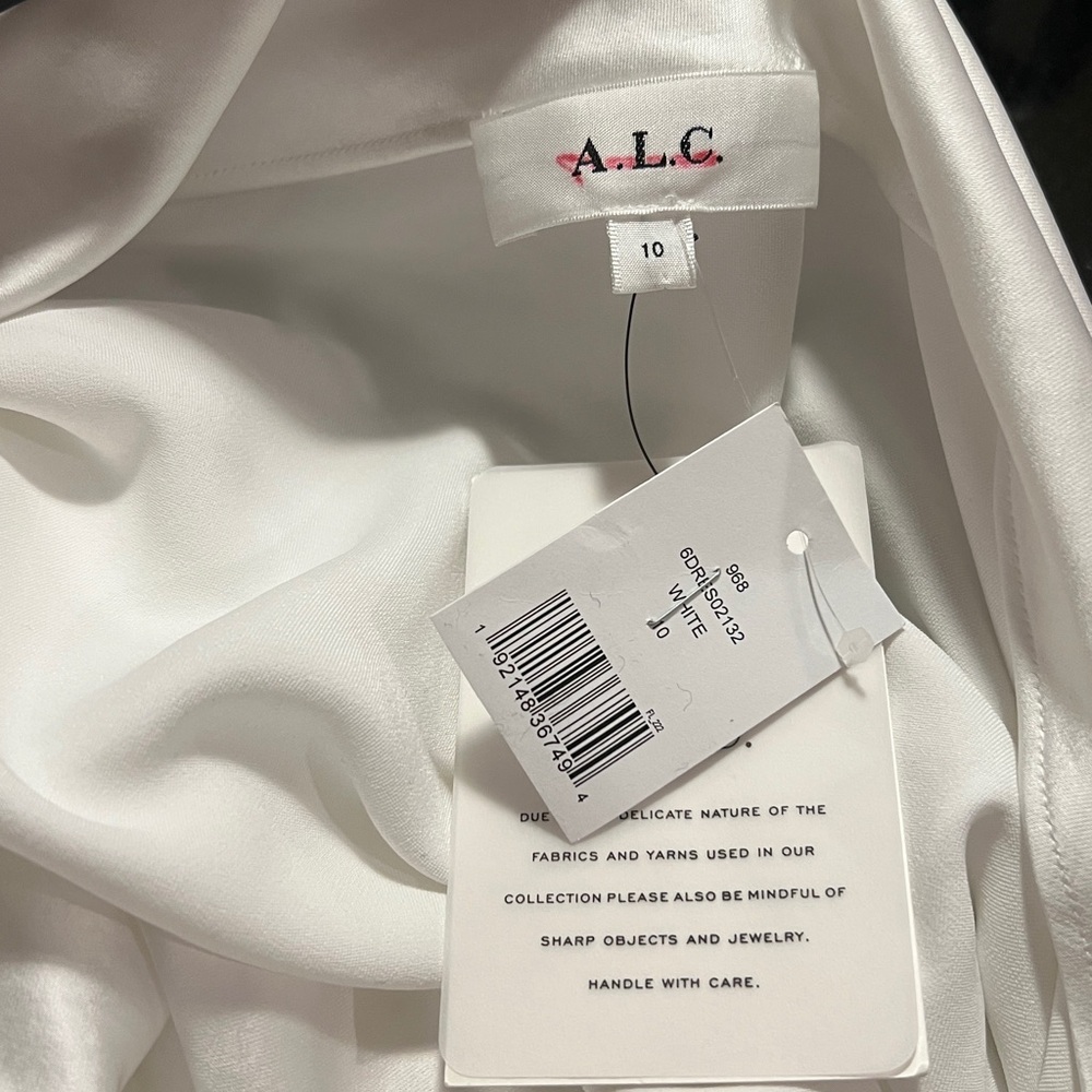 A.L.C. Jasmine Asymmetric Hem Satin Midi-Dress Size 10 NWT - Picture 5 of 6